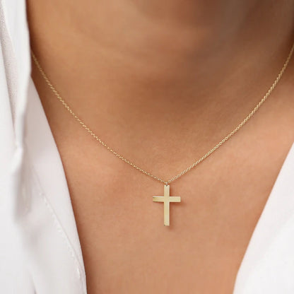 Elegant Cross Necklace 14k Gold Simple Jewelry