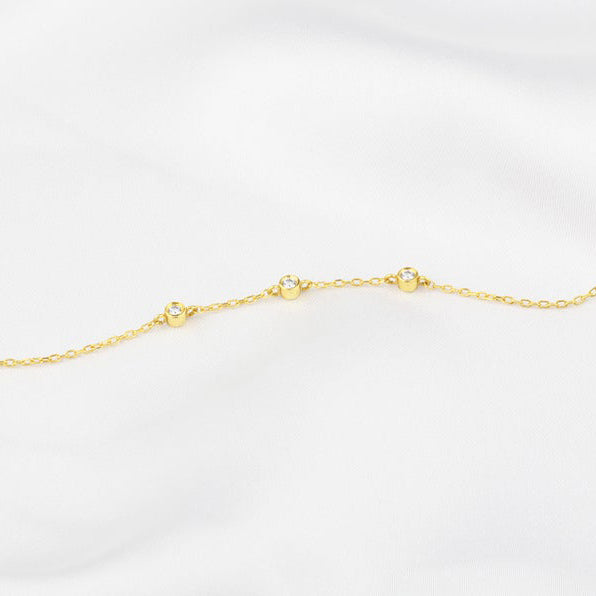 3 Diamonds Women's Bracelet in 14k Solid Gold