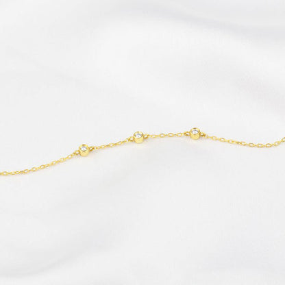 3 Diamonds Women's Bracelet in 14k Solid Gold