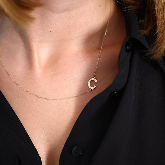 14k Gold Necklace with Initial Fine Jewelry