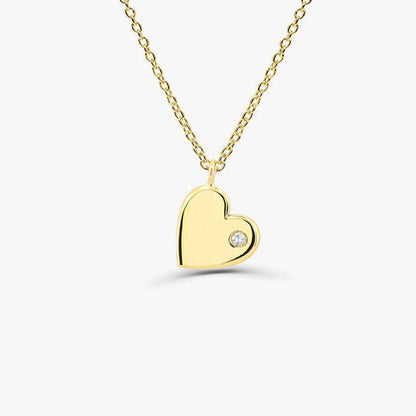 Diamond Heart Necklace in 14k Solid Gold Graduation Gift