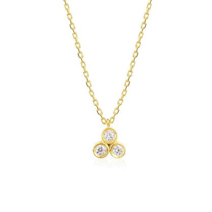 Three Stone Necklace Natural DIAMONDS in Gold