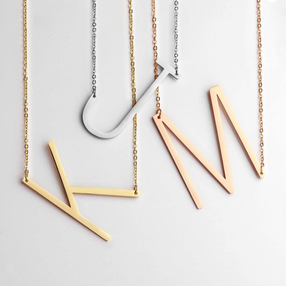 Big Letter Necklace 925 Silver Custom Pendant