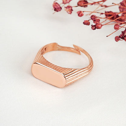 Adjustable Silver Signet Ring for Women Trendy Jewelry