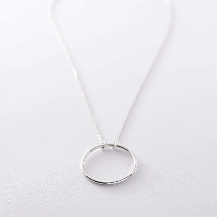 Silver Choker Necklace with Open Circle Charm Bridesmaid Gift