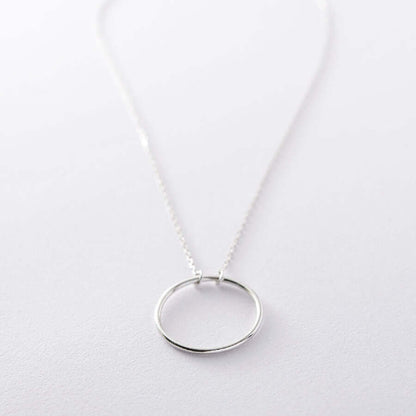Silver Choker Necklace with Open Circle Charm Bridesmaid Gift