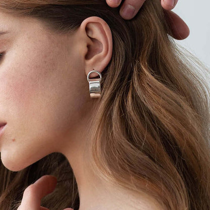 Interlocked Rings Solid Silver Earrings Modern Handmade Jewelry