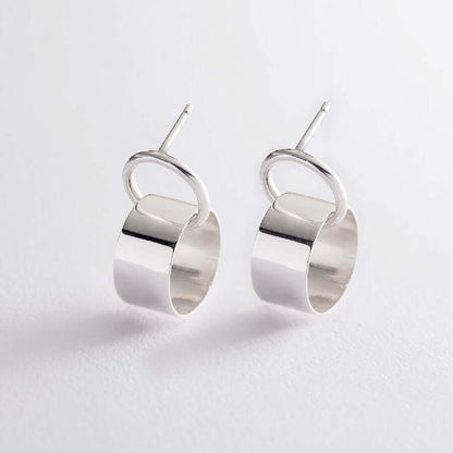 Interlocked Rings Solid Silver Earrings Modern Handmade Jewelry