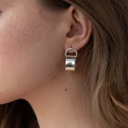 Interlocked Rings Solid Silver Earrings Modern Handmade Jewelry