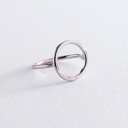 Open Circle Wire Ring in Sterling Silver Geometric Jewelry