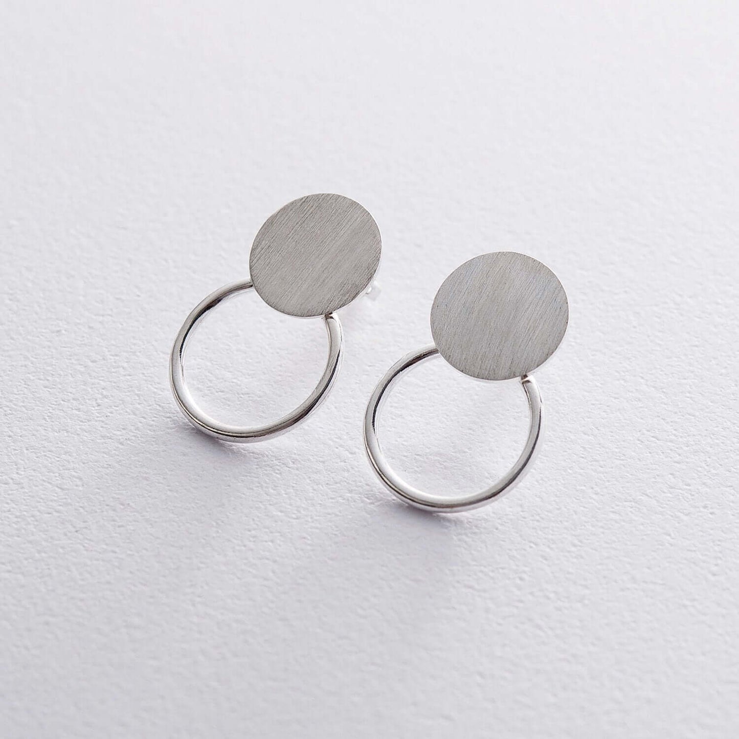 Circle Stud Earrings 925 Silver Front Hoops Handmade Jewelry