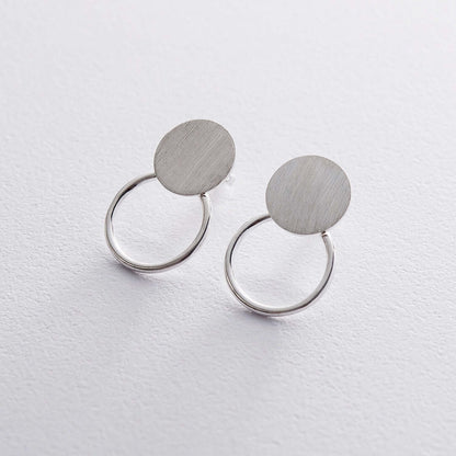 Circle Stud Earrings 925 Silver Front Hoops Handmade Jewelry