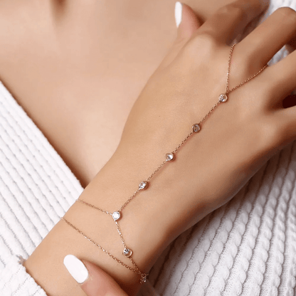 Dainty Crystal Handchain 925 Silver Slave Bracelet