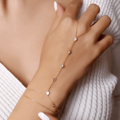Dainty Crystal Handchain 925 Silver Slave Bracelet
