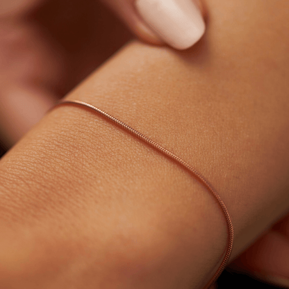 Dainty Chain Bracelet Round Snake Link in Sterling Silver