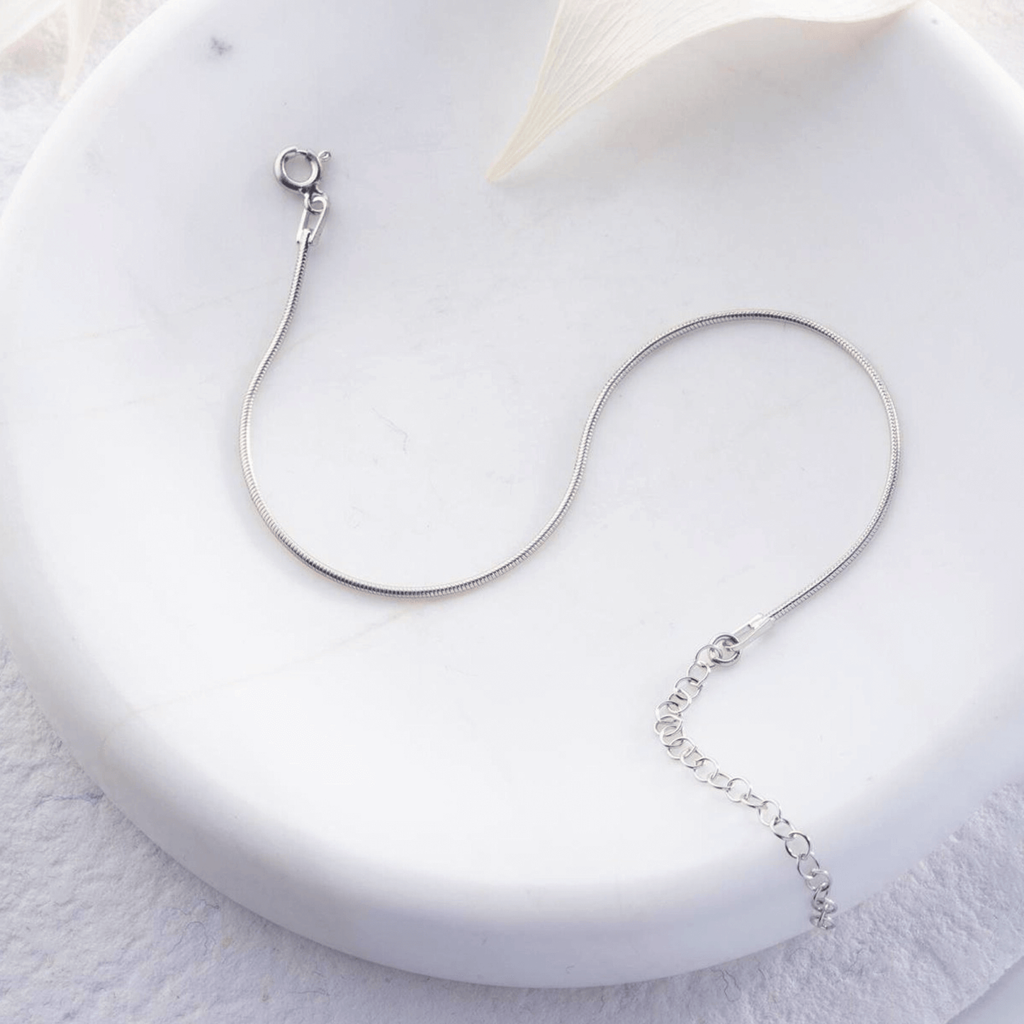 Dainty Chain Bracelet Round Snake Link in Sterling Silver