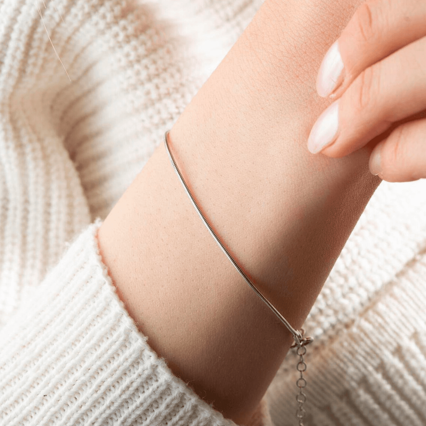 Dainty Chain Bracelet Round Snake Link in Sterling Silver