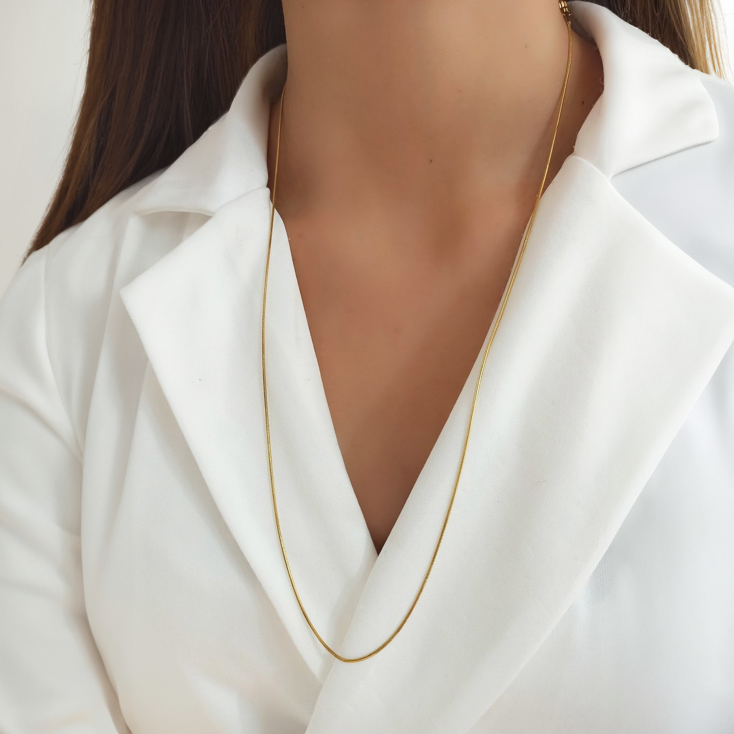 Round Snake Chain Thin 925 Sterling Silver Necklace