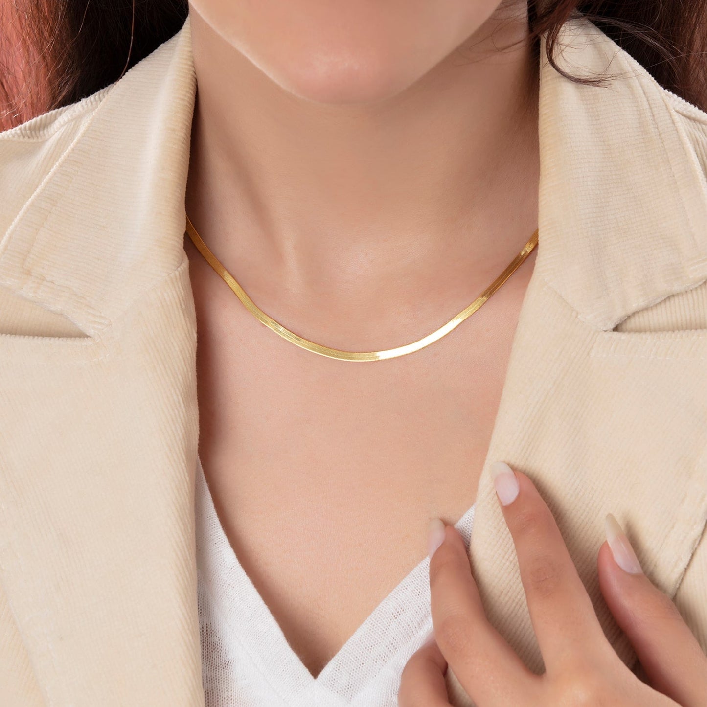 Snake Chain 3 mm Gold Vermeil Flat Herringbone