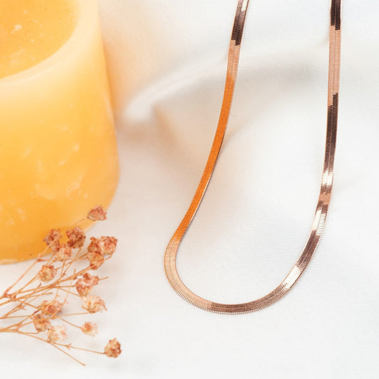 Flat Snake Chain 3 mm Rose Gold Choker Necklace