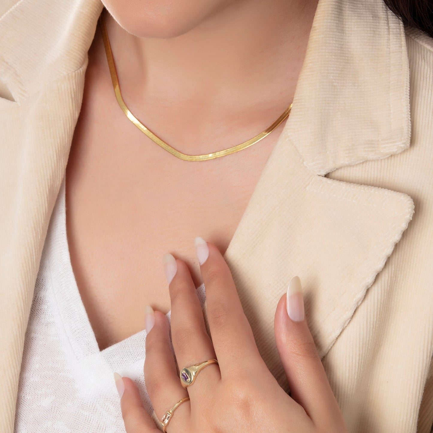 Snake Chain 3 mm Gold Vermeil Flat Herringbone