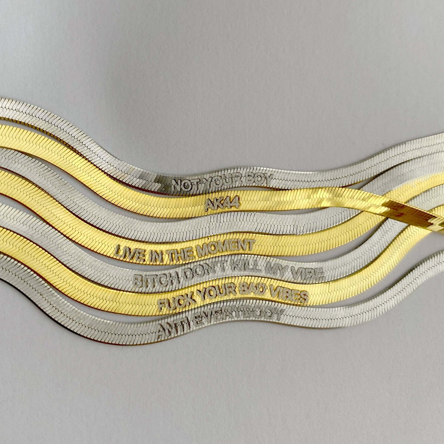 Engraved Chain Sterling Silver Flat Snake Personalized Necklace