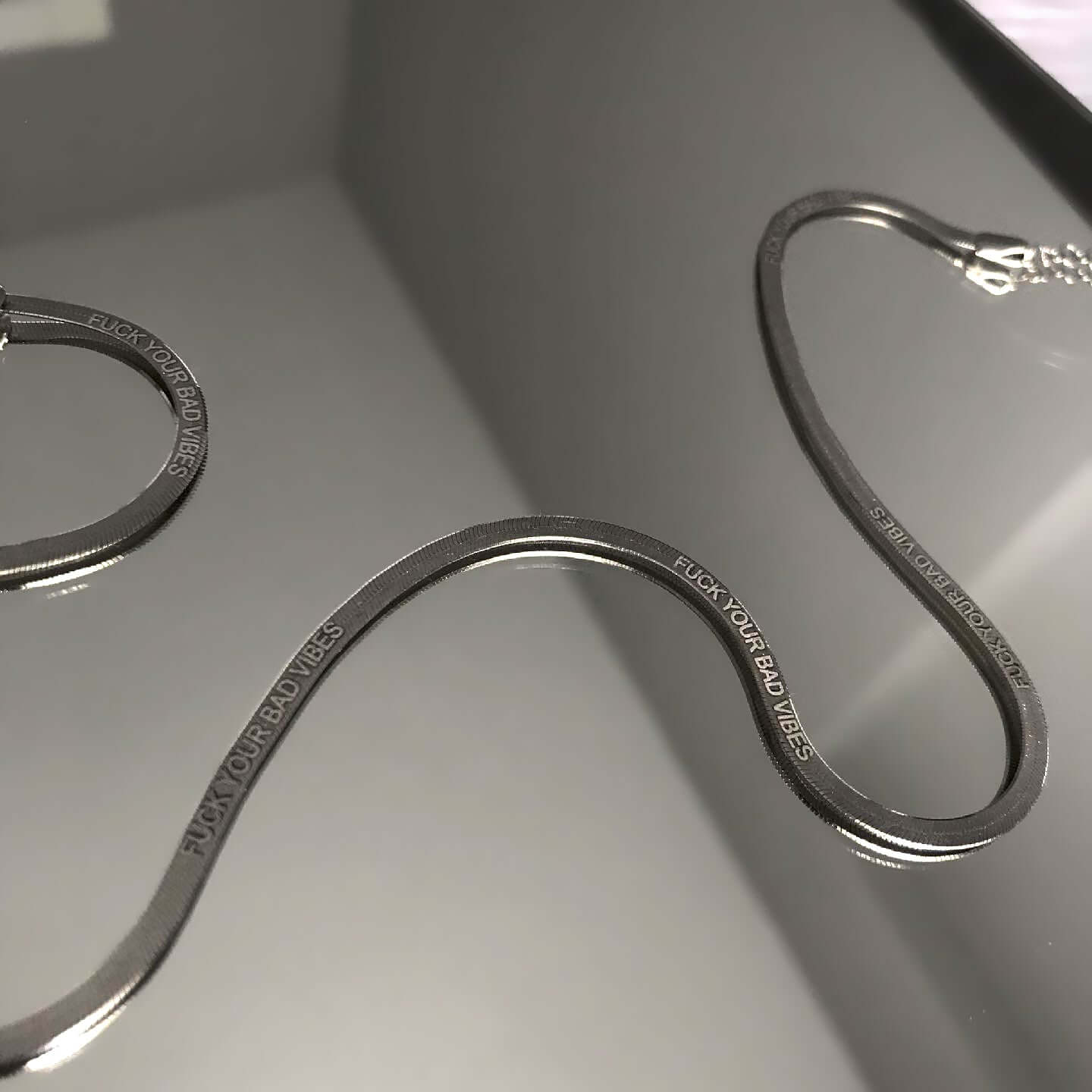 Engraved Chain Sterling Silver Flat Snake Personalized Necklace