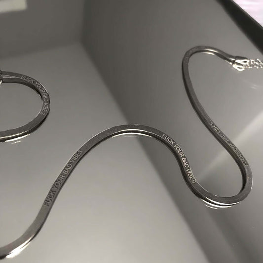 Engraved Chain Sterling Silver Flat Snake Personalized Necklace