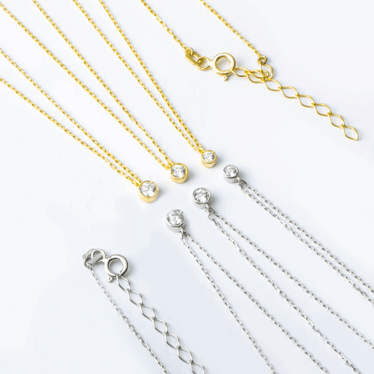 Floating Diamond Necklace Silver Chain & Bezel Solitaire Pendant