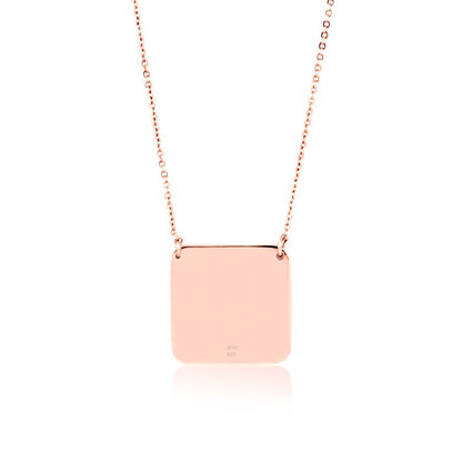 Engraved Necklace Silver Personalized Square Pendant