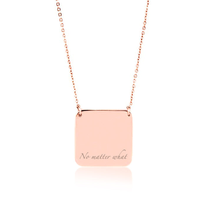 Engraved Necklace Silver Personalized Square Pendant