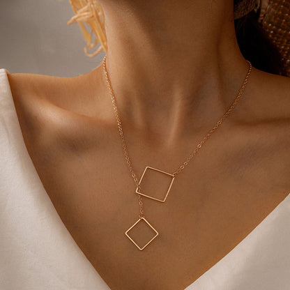 Interlocking Squares Necklace Simple Design Silver Jewelry
