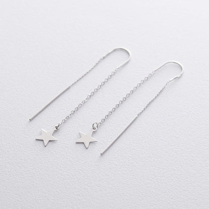 Threader Earrings with Star Charm 925 Silver Jewelry
