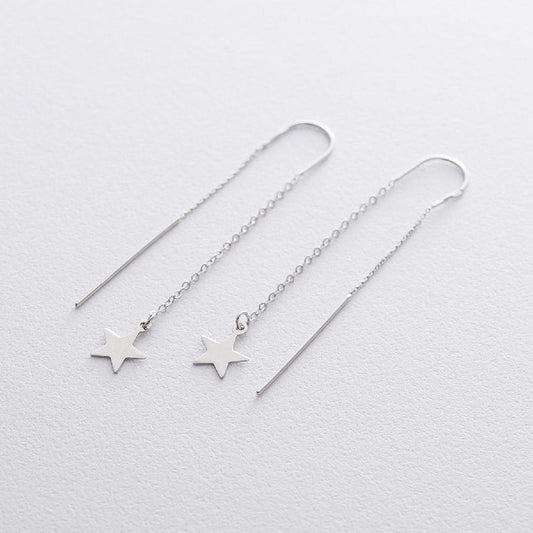 Threader Earrings with Star Charm 925 Silver Jewelry