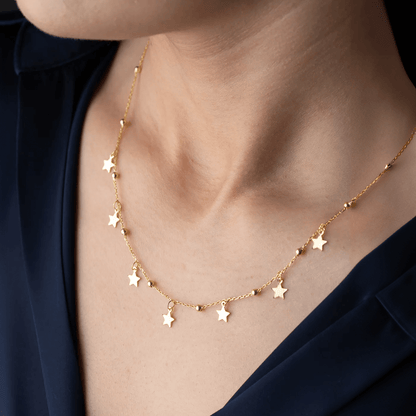 925 Silver Dainty Stellar Chain Necklace Jewelry Gift