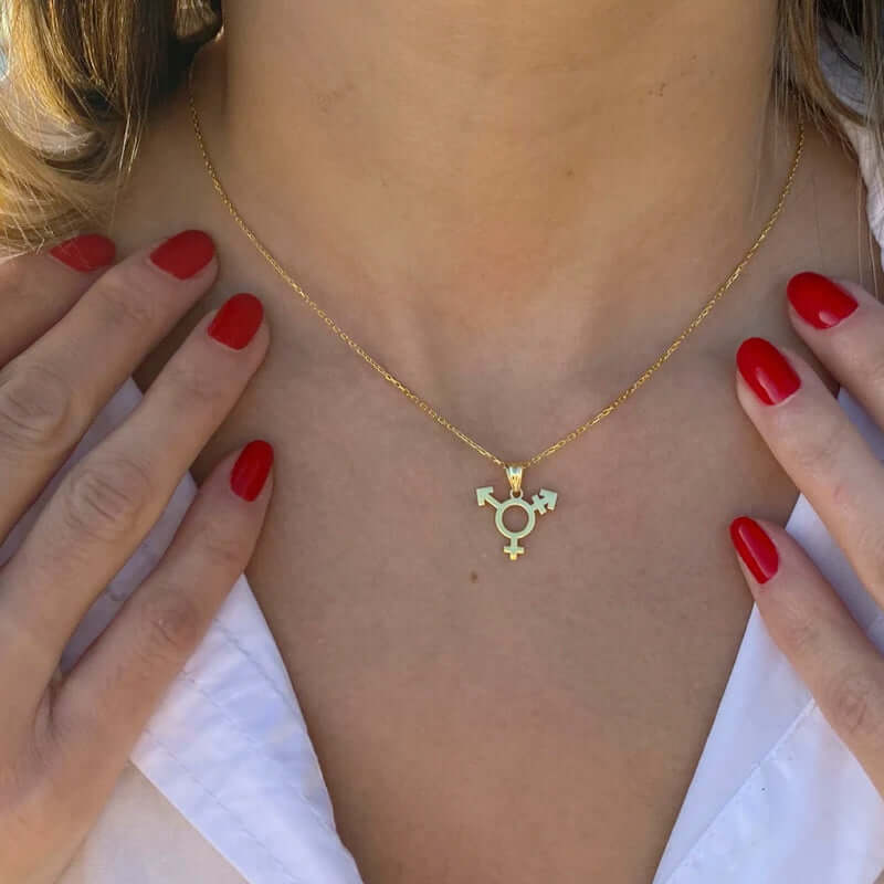 LGBT Pride Jewelry Gold Trans Necklace Dainty Chain with Pendant