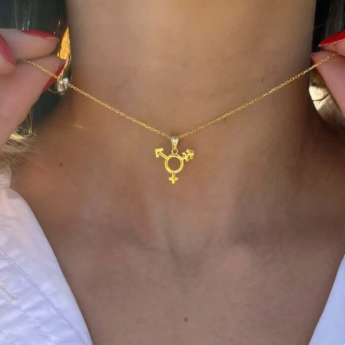LGBT Pride Jewelry Gold Trans Necklace Dainty Chain with Pendant