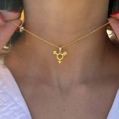 LGBT Pride Jewelry Gold Trans Necklace Dainty Chain with Pendant