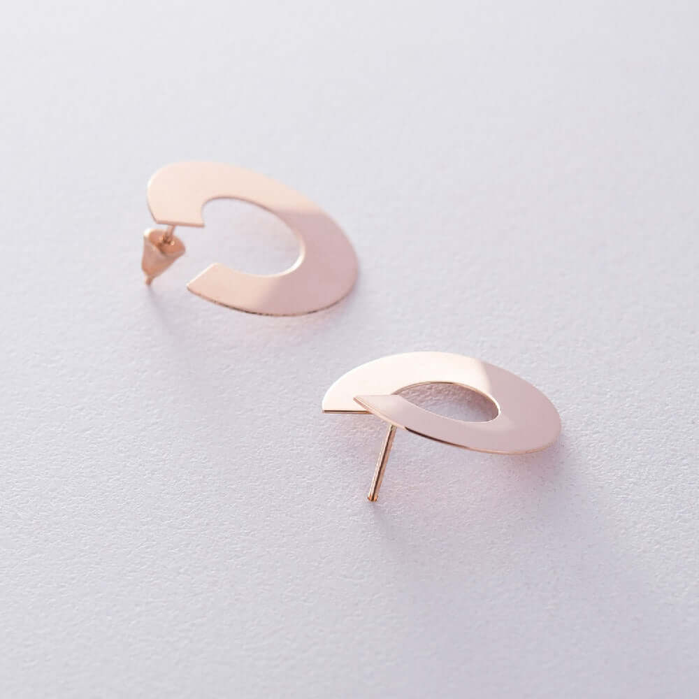 Curved Open Loop Post Earrings Sterling Silver Statement Jewelry