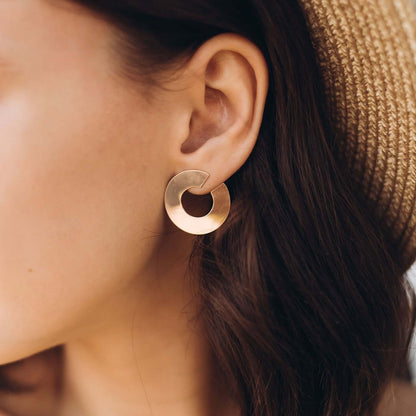 Curved Open Loop Post Earrings Sterling Silver Statement Jewelry