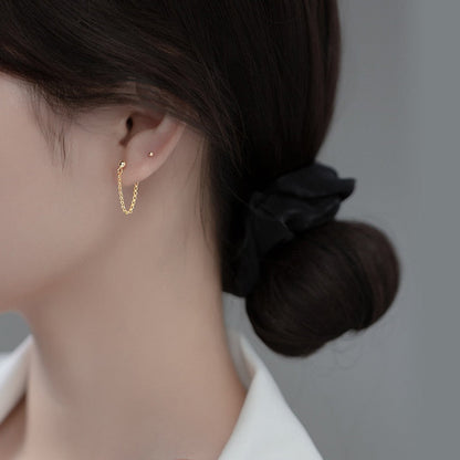 Chain Stud Earrings 18k Yellow Gold Vermeil Silver Jewelry