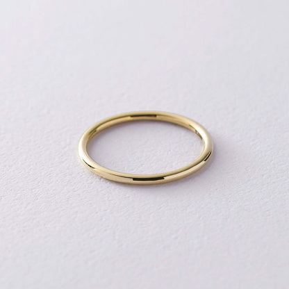 Thin Minimalistic Ring Solid Yellow Gold Wire Basic Jewelry