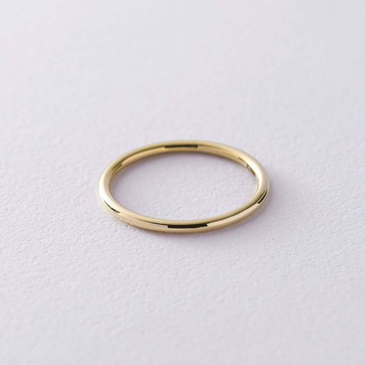Thin Minimalistic Ring Solid Yellow Gold Wire Basic Jewelry