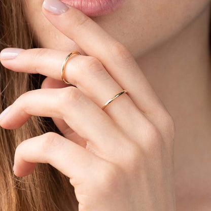 Thin Minimalistic Ring Solid Yellow Gold Wire Basic Jewelry