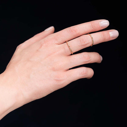 Thin Minimalistic Ring Solid Yellow Gold Wire Basic Jewelry