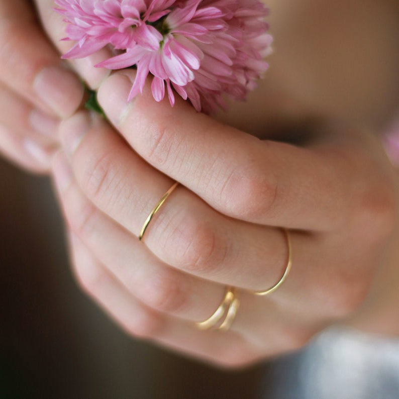 Thin Stacking Rings Basic Silver Band Set Dainty Jewelry