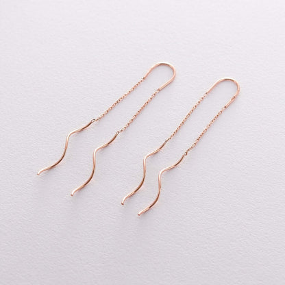 Long Threader Earrings 14k Gold Chain with Twisted Bar