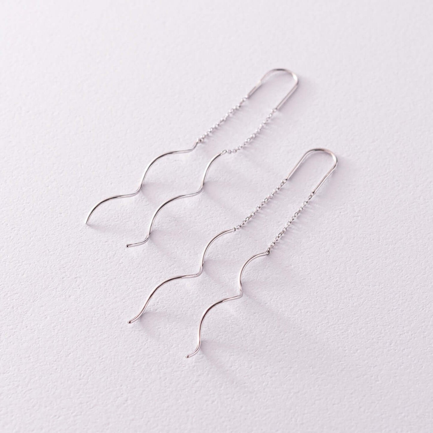 Long Threader Earrings 14k Gold Chain with Twisted Bar