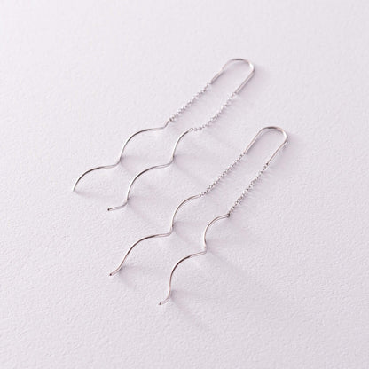 Long Threader Earrings 14k Gold Chain with Twisted Bar