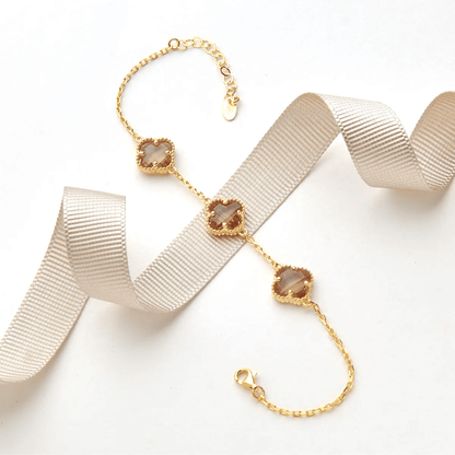 Three Clover Bracelet Gold Plated 925 Silver Chain